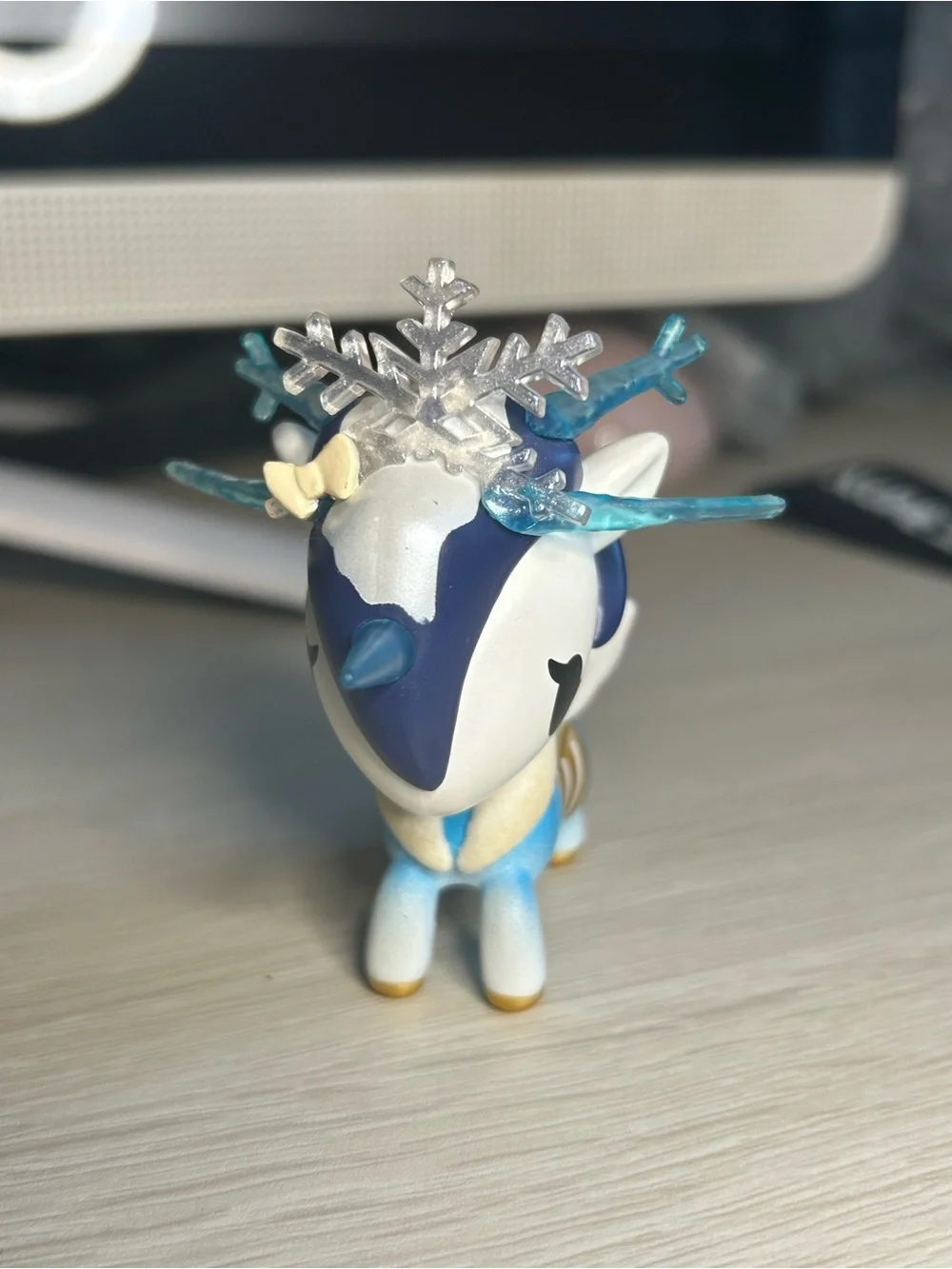 tokidoki Blue & White Ice Unicorn Figurine with Gold Accents
